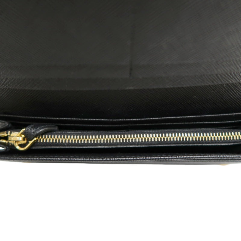 PRADA Long Wallet, Saffiano Leather, Black, Comes with Box, Guarantee Card and Dust Bag