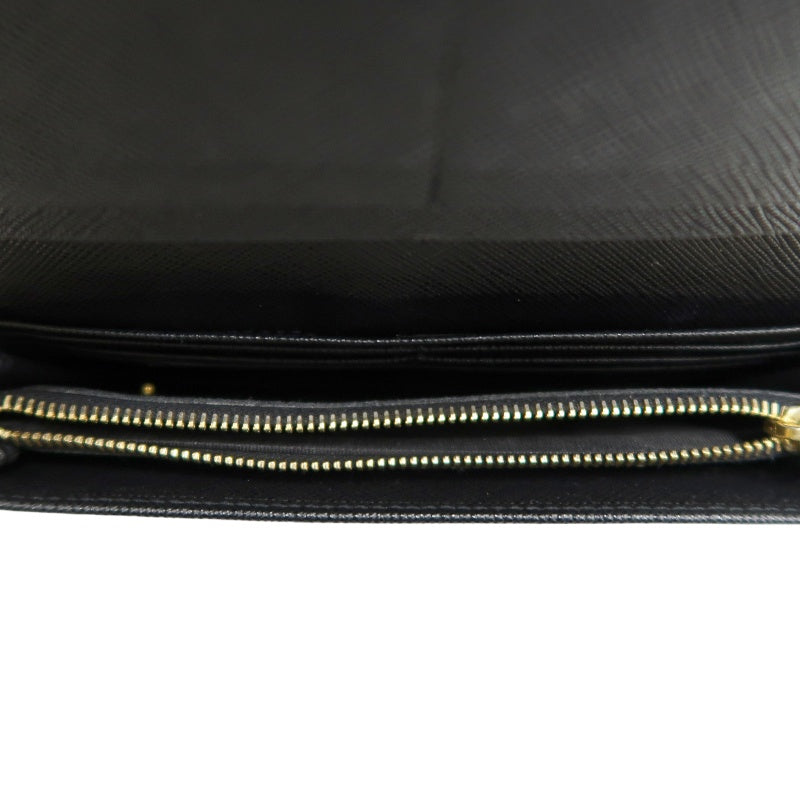 PRADA Long Wallet, Saffiano Leather, Black, Comes with Box, Guarantee Card and Dust Bag