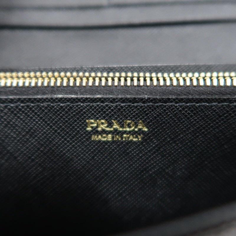 PRADA Long Wallet, Saffiano Leather, Black, Comes with Box, Guarantee Card and Dust Bag