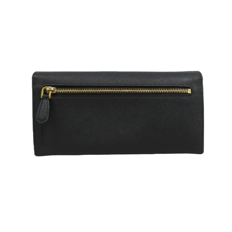 PRADA Long Wallet, Saffiano Leather, Black, Comes with Box, Guarantee Card and Dust Bag