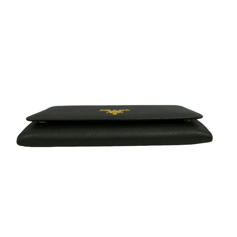 PRADA Long Wallet, Saffiano Leather, Black, Comes with Box, Guarantee Card and Dust Bag