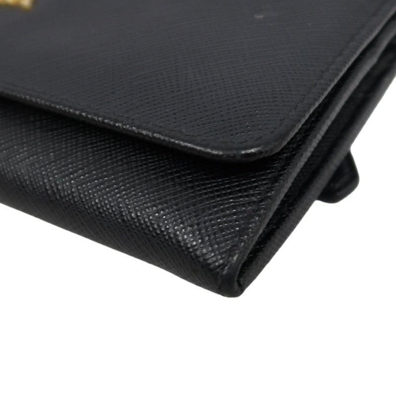 PRADA Long Wallet, Saffiano Leather, Black, Comes with Box, Guarantee Card and Dust Bag