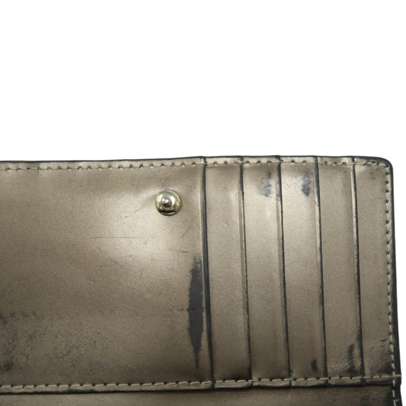 NINA RICCI Snake Embossed Leather Bifold Wallet Brown Gold Buckle Hardware