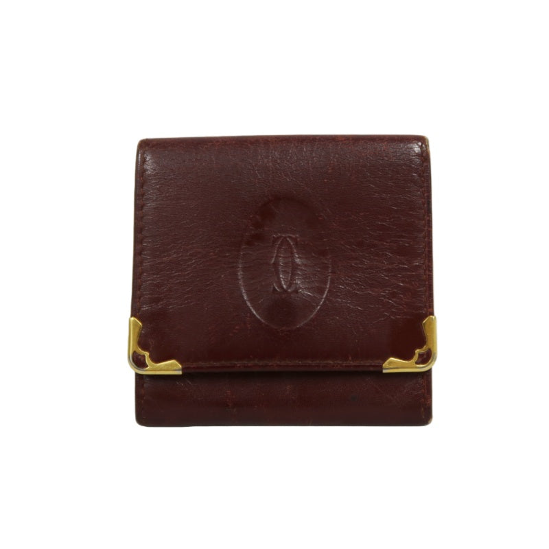 CARTIER Must De Cartier Bifold Wallet Leather Bordeaux Gold Hardware