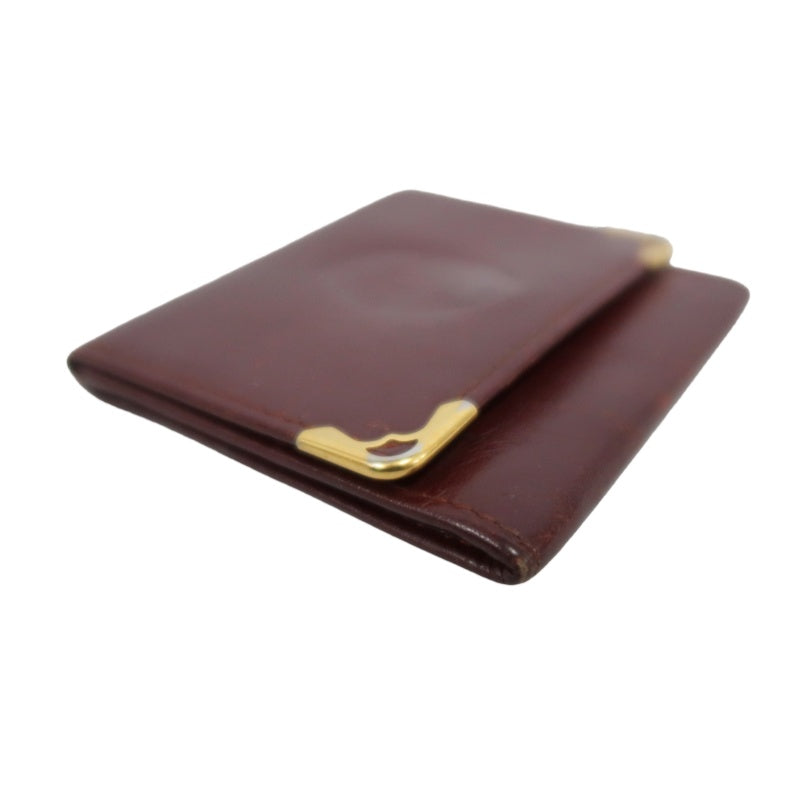 CARTIER Must De Cartier Bifold Wallet Leather Bordeaux Gold Hardware