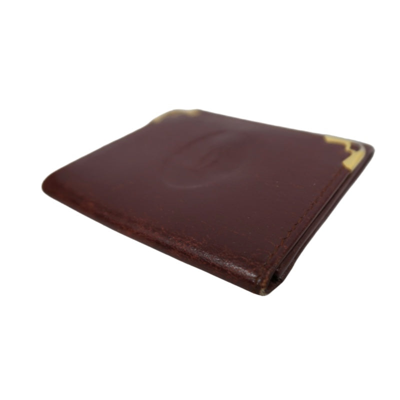 CARTIER Must De Cartier Bifold Wallet Leather Bordeaux Gold Hardware