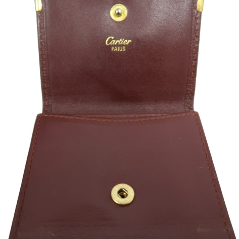 CARTIER Must De Cartier Bifold Wallet Leather Bordeaux Gold Hardware