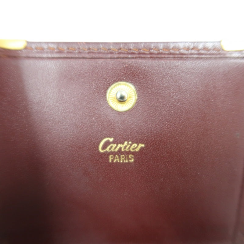 CARTIER Must De Cartier Bifold Wallet Leather Bordeaux Gold Hardware