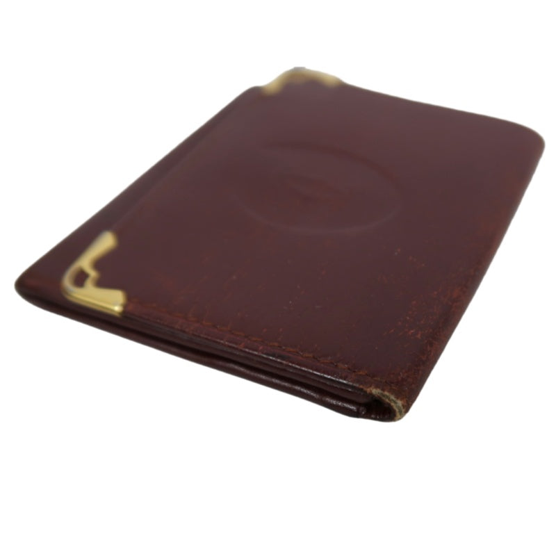 CARTIER Must De Cartier Bifold Wallet Leather Bordeaux Gold Hardware