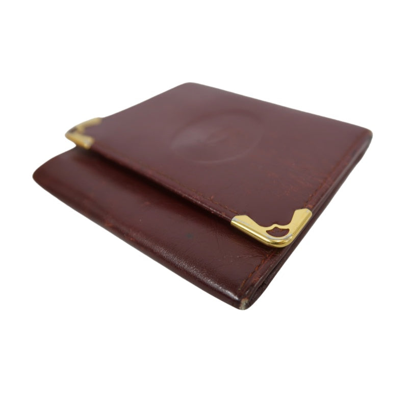 CARTIER Must De Cartier Bifold Wallet Leather Bordeaux Gold Hardware