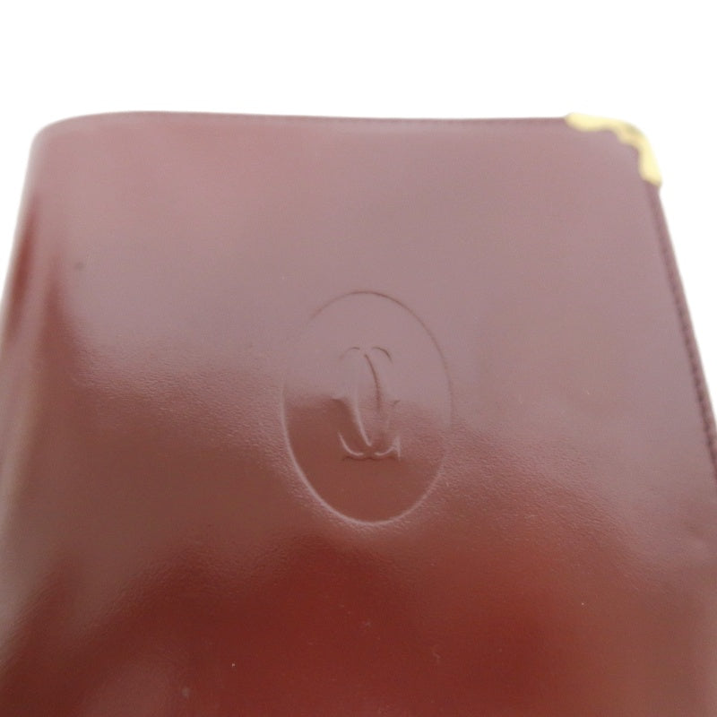 CARTIER Wallet, Bordeaux Red, Gold Hardware