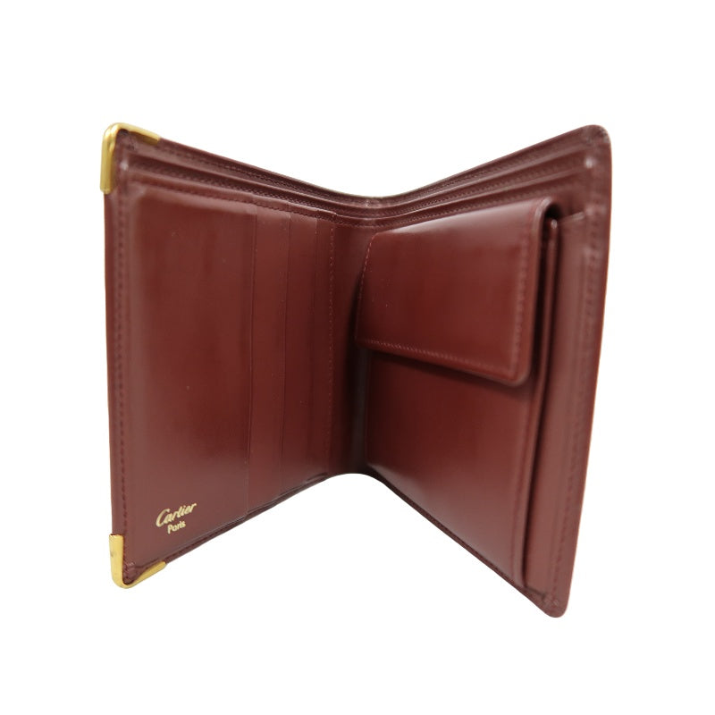CARTIER Wallet, Bordeaux Red, Gold Hardware