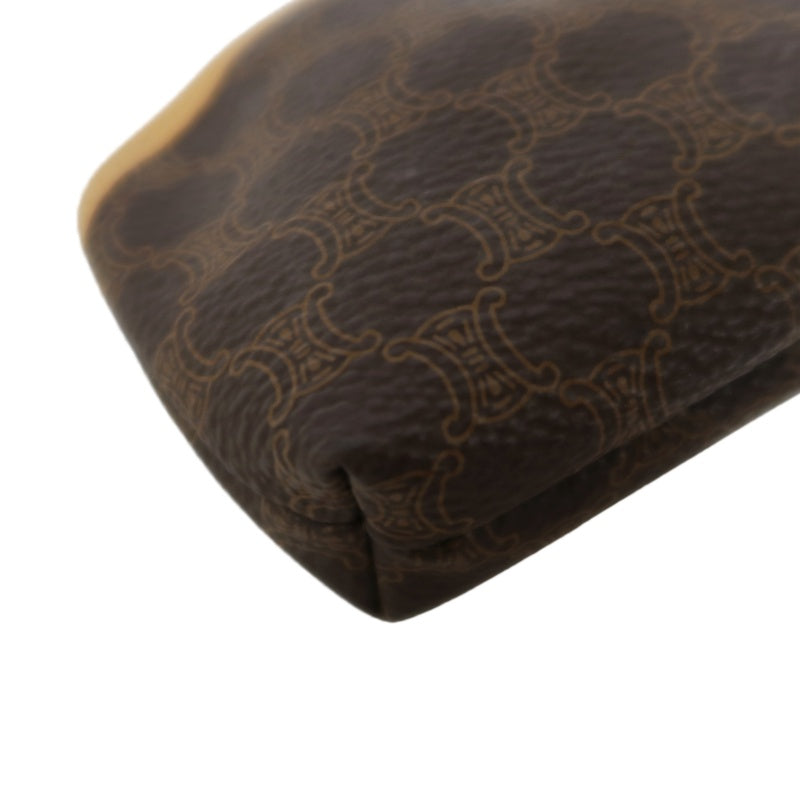 CELINE Macadam Coin Purse PVC Leather Brown Gold Zipper Hardware
