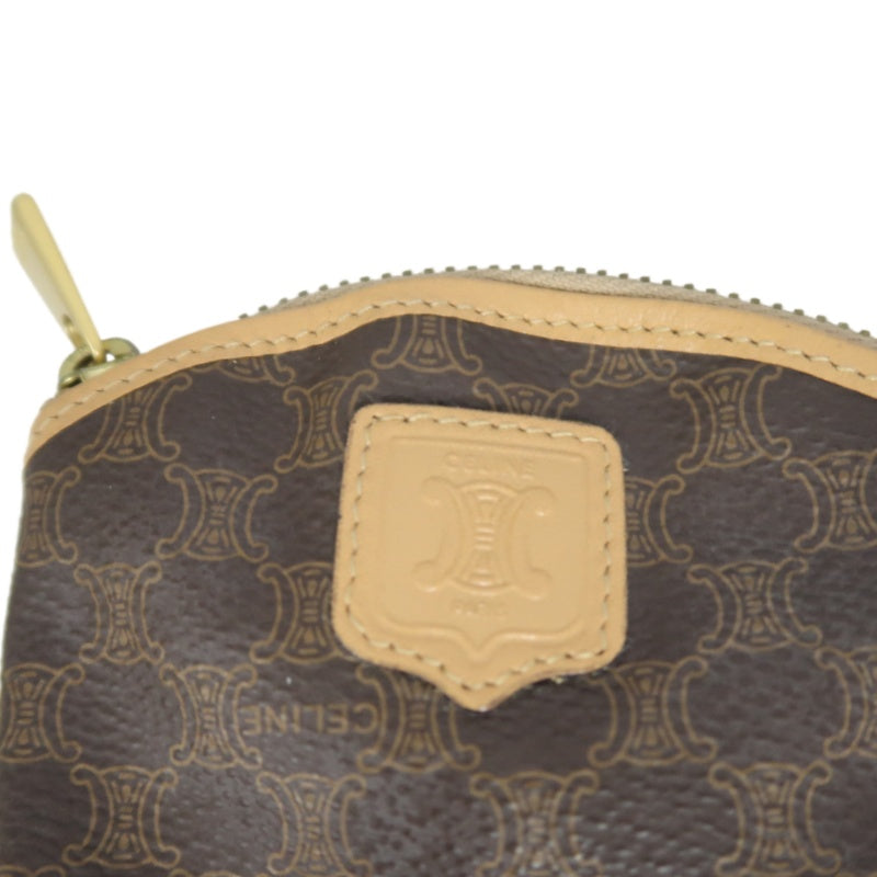 CELINE Macadam Coin Purse PVC Leather Brown Gold Zipper Hardware