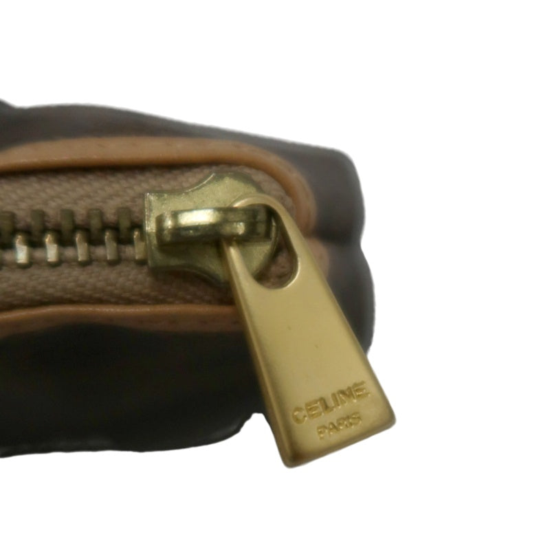 CELINE Macadam Coin Purse PVC Leather Brown Gold Zipper Hardware