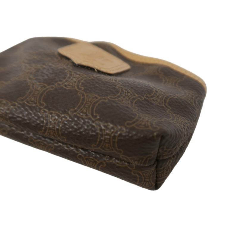 CELINE Macadam Coin Purse PVC Leather Brown Gold Zipper Hardware