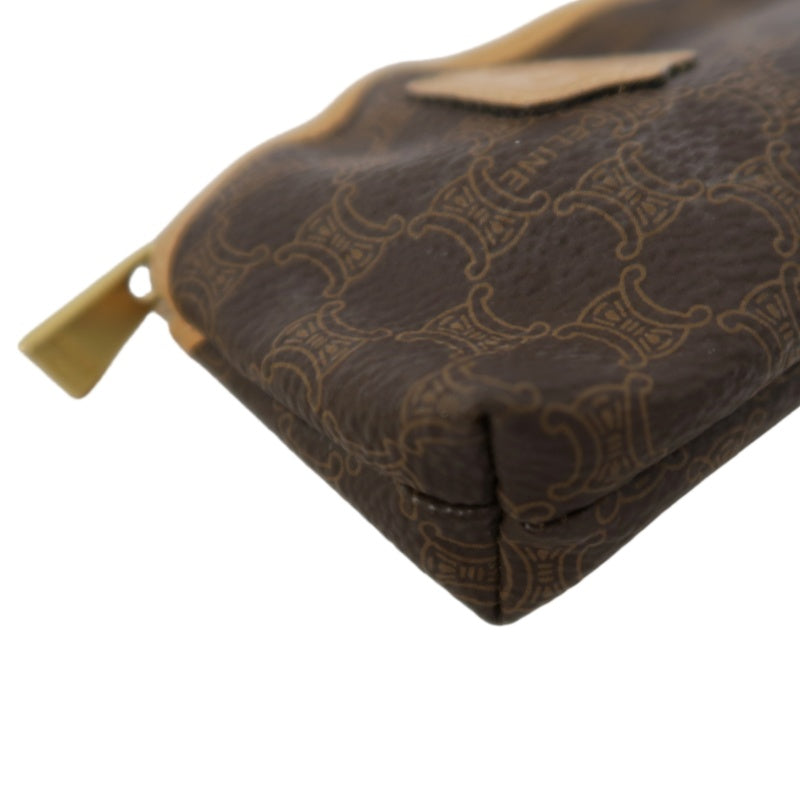 CELINE Macadam Coin Purse PVC Leather Brown Gold Zipper Hardware