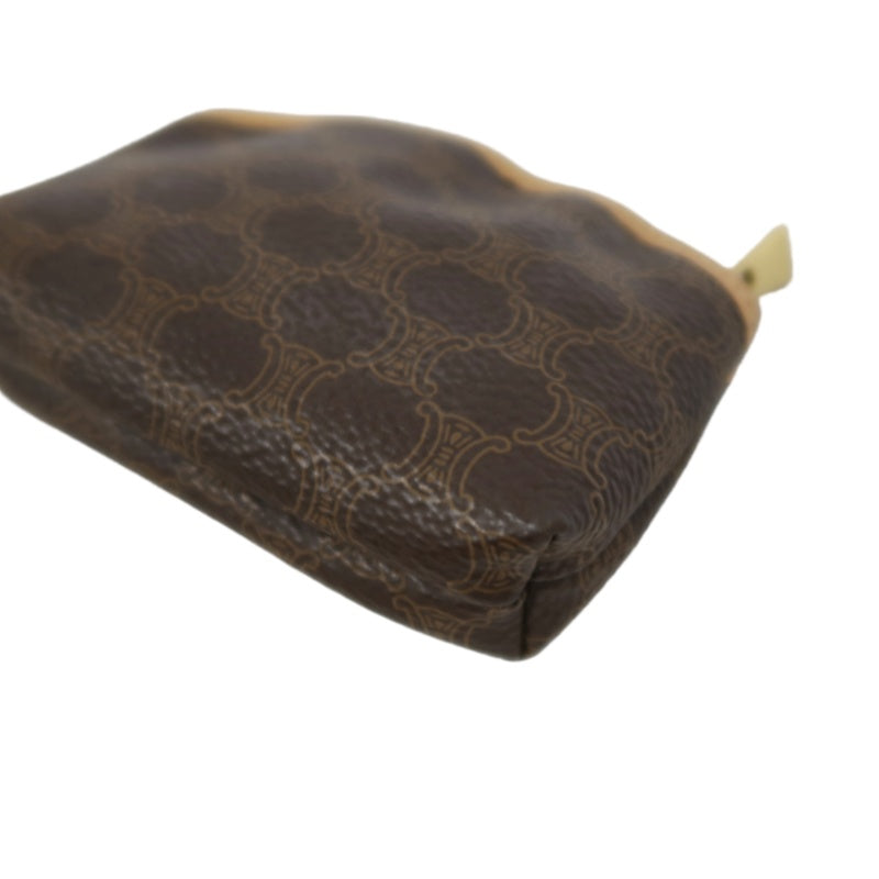 CELINE Macadam Coin Purse PVC Leather Brown Gold Zipper Hardware