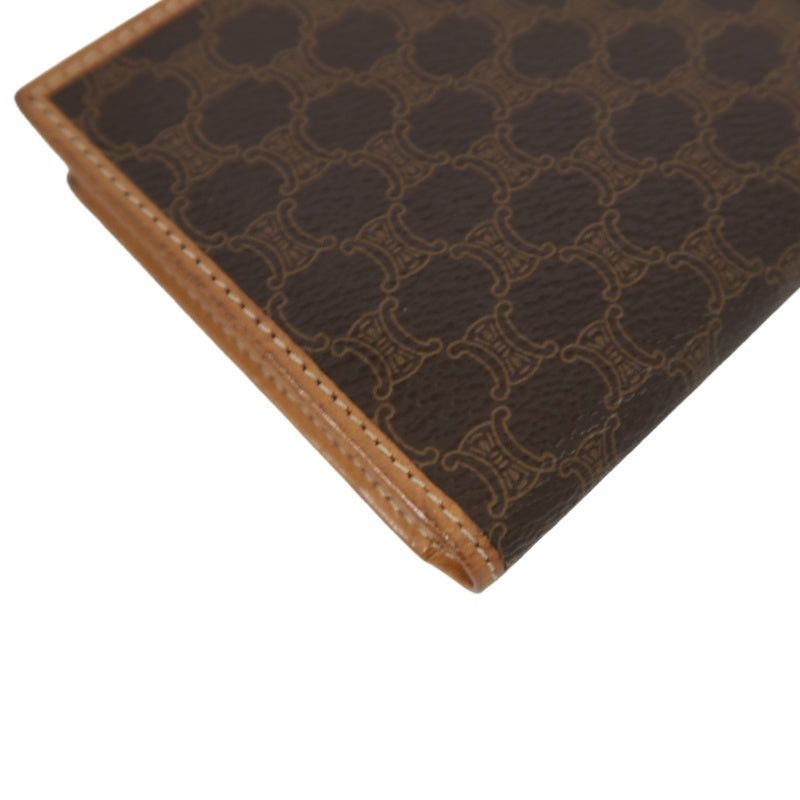 CELINE Macadam Bifold Wallet Canvas Leather Brown