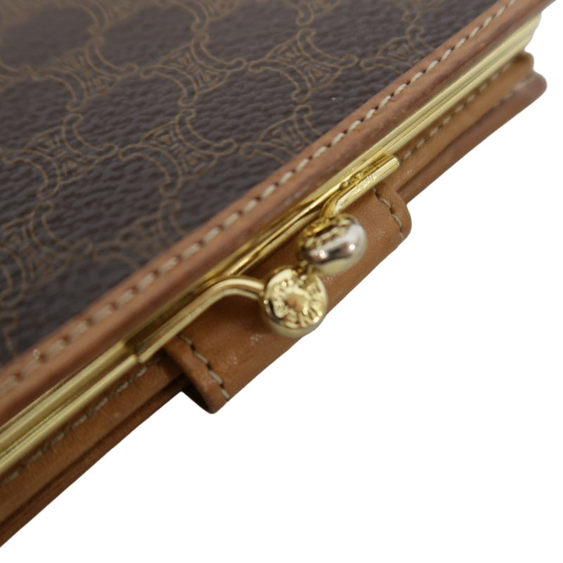CELINE Macadam Bifold Wallet Canvas Leather Brown