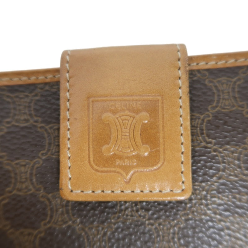 CELINE Macadam Bifold Wallet Canvas Leather Brown