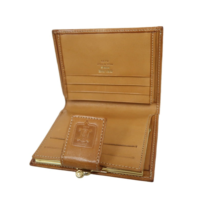 CELINE Macadam Bifold Wallet Canvas Leather Brown
