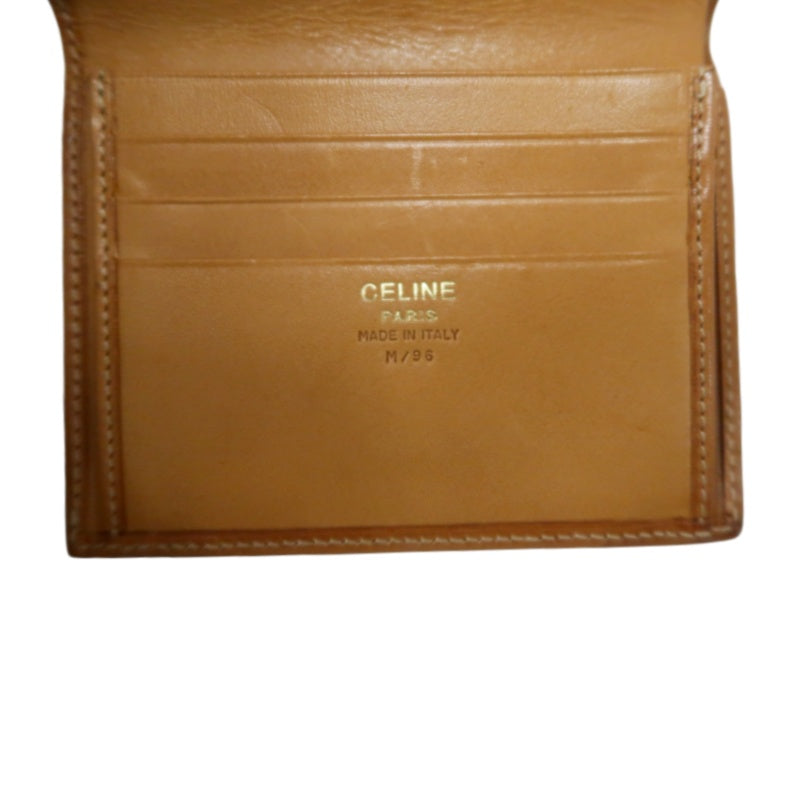 CELINE Macadam Bifold Wallet Canvas Leather Brown