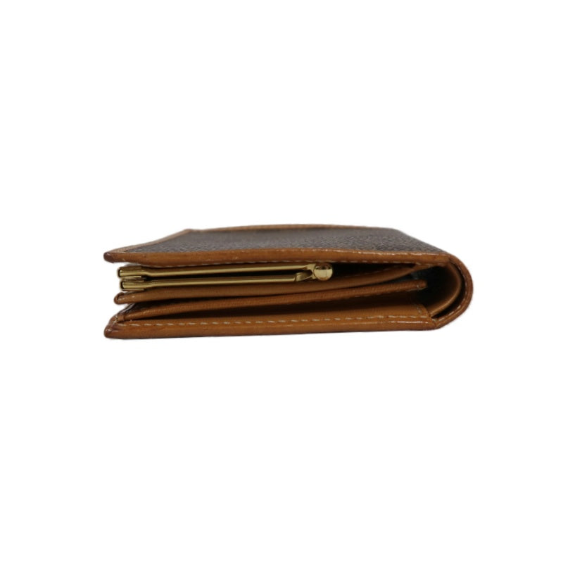 CELINE Macadam Bifold Wallet Canvas Leather Brown