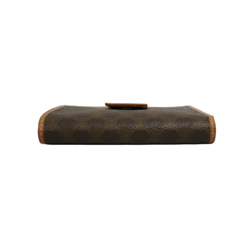CELINE Macadam Bifold Wallet Canvas Leather Brown