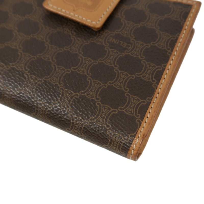 CELINE Macadam Bifold Wallet Canvas Leather Brown