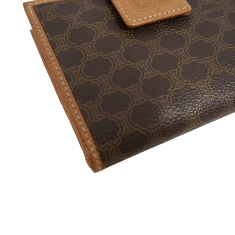 CELINE Macadam Bifold Wallet Canvas Leather Brown