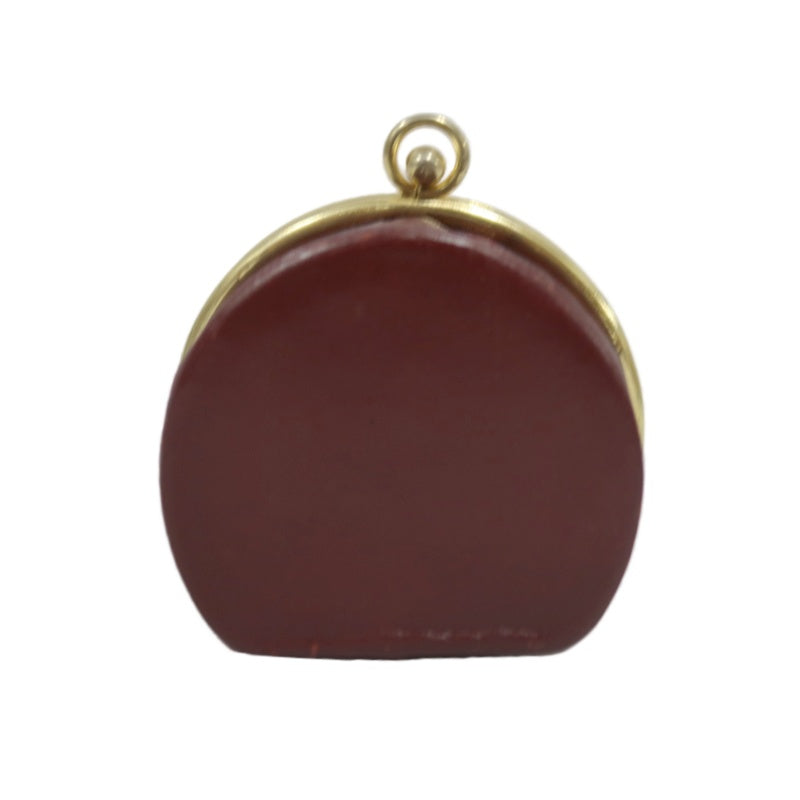 GIVENCHY 4G Logo Round Coin Case Leather Burgundy Gold Hardware
