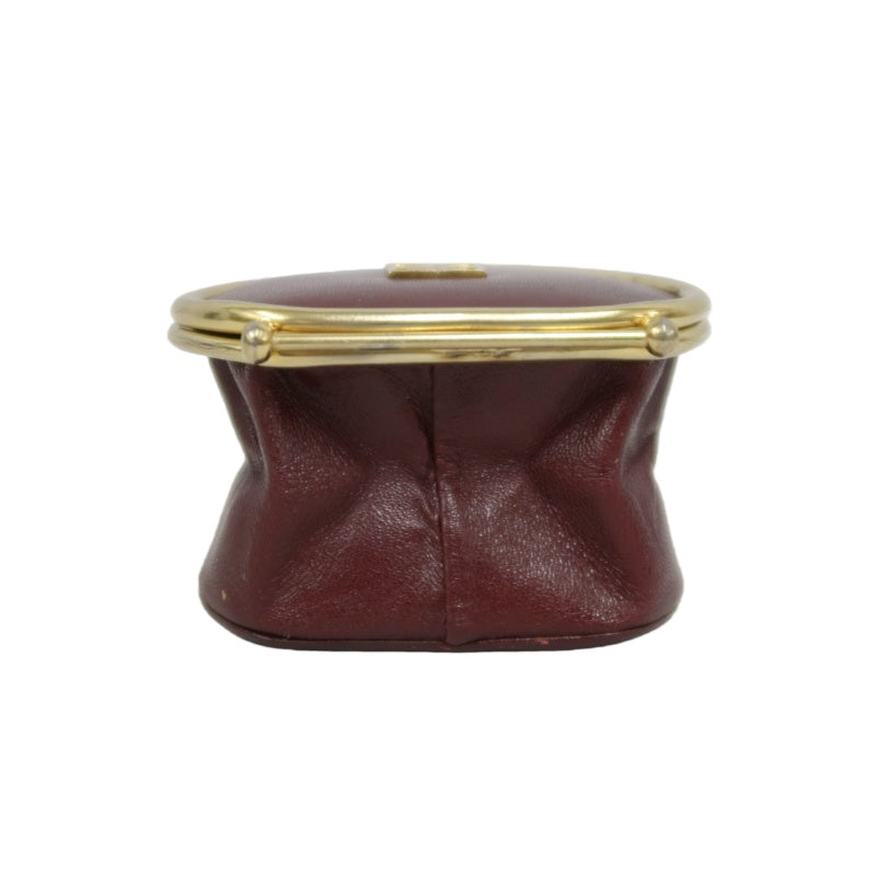GIVENCHY 4G Logo Round Coin Case Leather Burgundy Gold Hardware