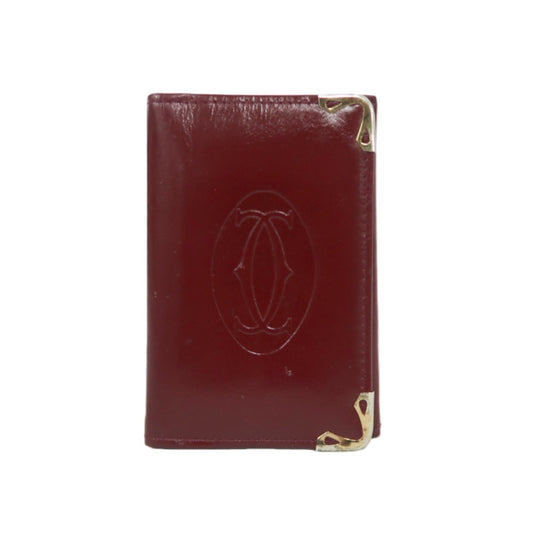 CARTIER Short Wallet, Bordeaux Red, Gold Hardware, PVC