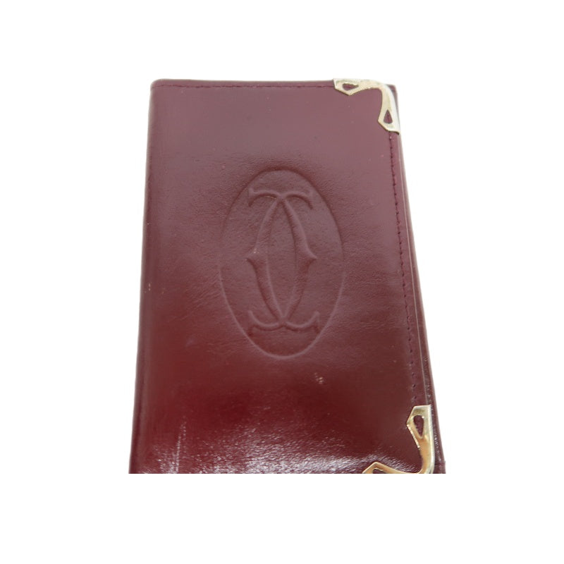CARTIER Short Wallet, Bordeaux Red, Gold Hardware, PVC