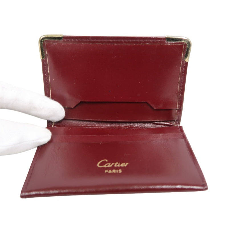 CARTIER Short Wallet, Bordeaux Red, Gold Hardware, PVC