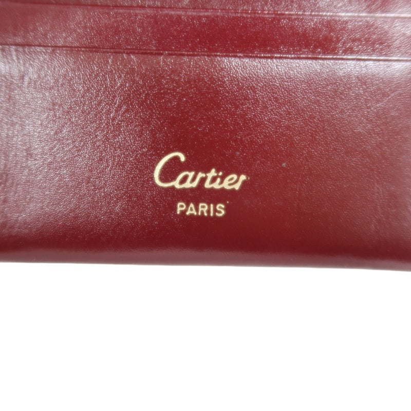 CARTIER Short Wallet, Bordeaux Red, Gold Hardware, PVC