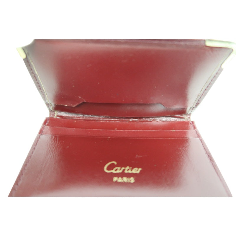 CARTIER Short Wallet, Bordeaux Red, Gold Hardware, PVC