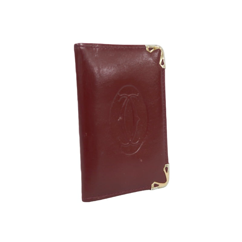CARTIER Short Wallet, Bordeaux Red, Gold Hardware, PVC