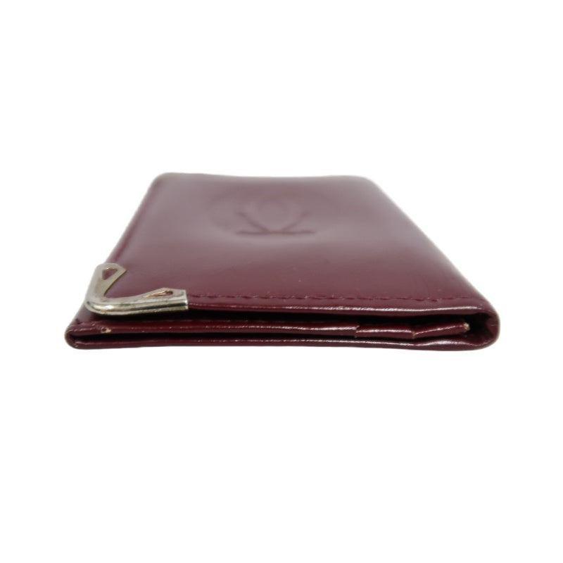 CARTIER Short Wallet, Bordeaux Red, Gold Hardware, PVC
