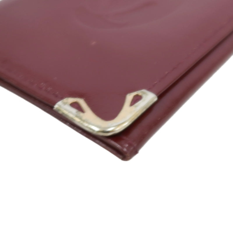 CARTIER Short Wallet, Bordeaux Red, Gold Hardware, PVC