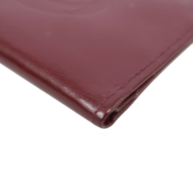CARTIER Short Wallet, Bordeaux Red, Gold Hardware, PVC