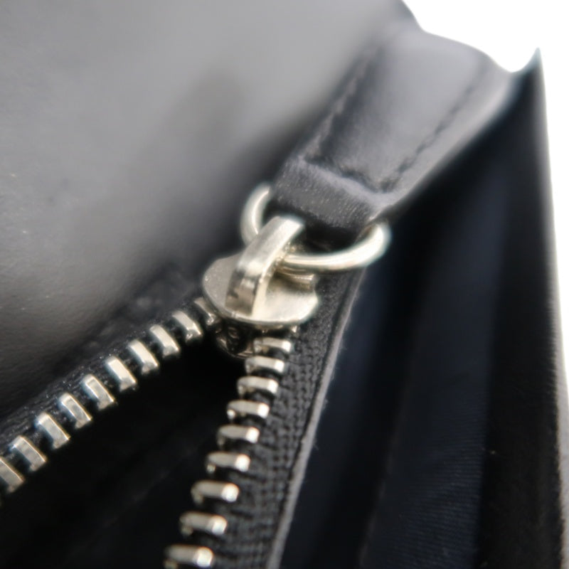 COACH Signature Trifold Wallet Canvas Leather Black Silver Logo Hardware