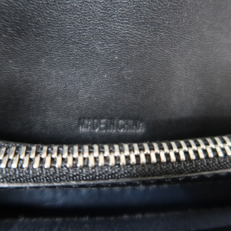COACH Signature Trifold Wallet Canvas Leather Black Silver Logo Hardware