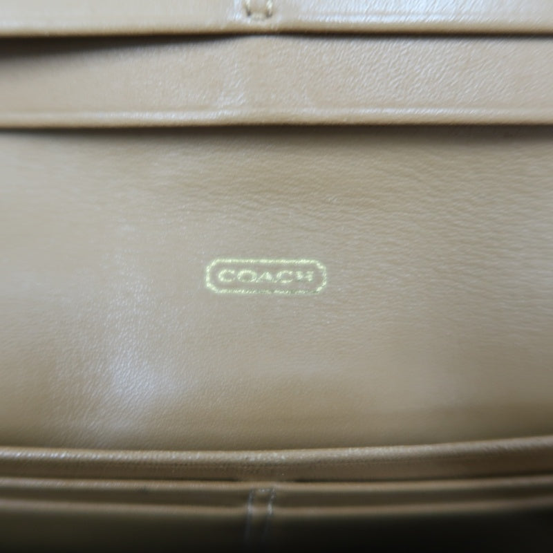 COACH Signature Long Wallet Canvas Leather Beige Brown Embossed Logo