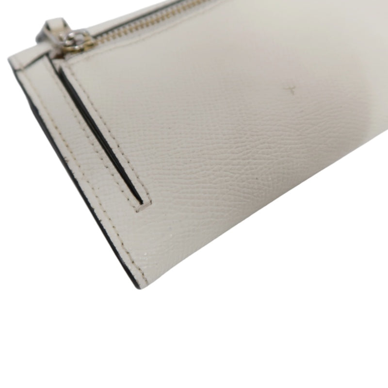 COACH Leather Envelope Long Wallet White Gold Logo Hardware