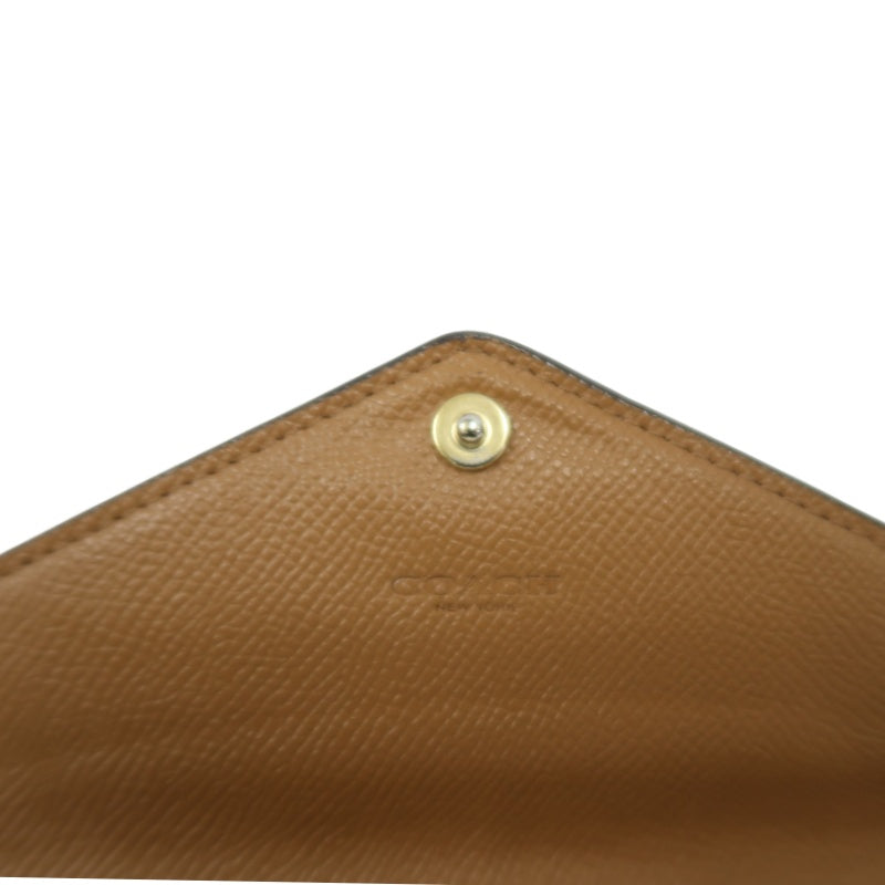 COACH Leather Envelope Long Wallet White Gold Logo Hardware