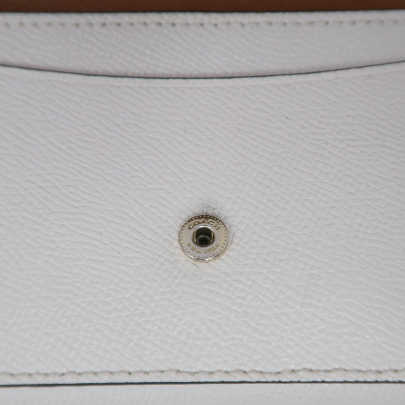 COACH Leather Envelope Long Wallet White Gold Logo Hardware