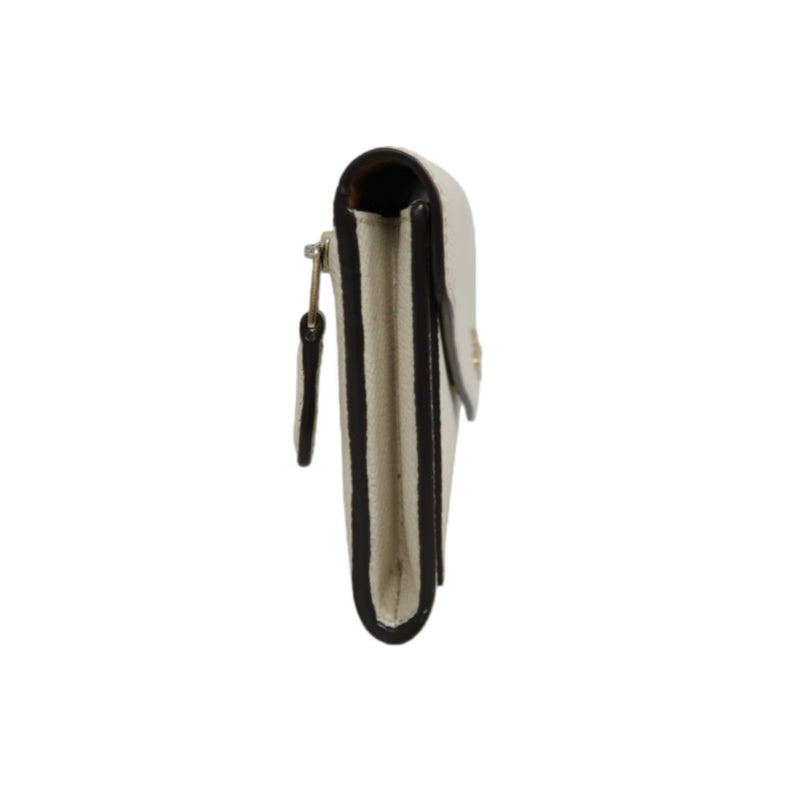 COACH Leather Envelope Long Wallet White Gold Logo Hardware