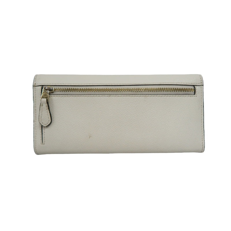 COACH Leather Envelope Long Wallet White Gold Logo Hardware